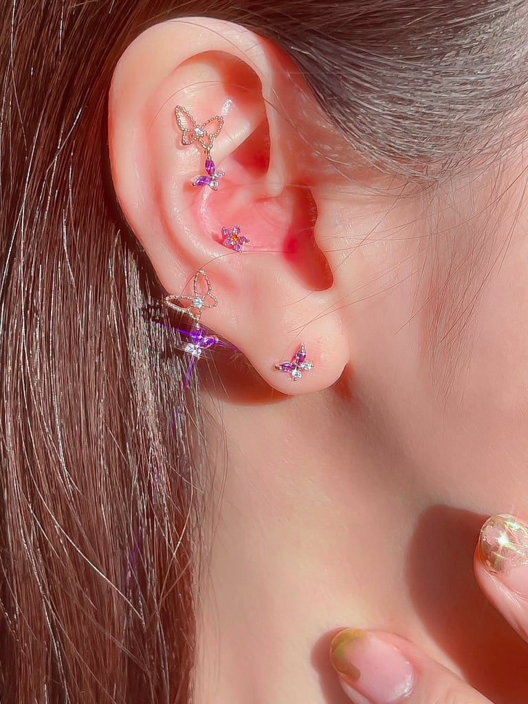 Purple Butterfly 2 set  (金属アレルギー対応)