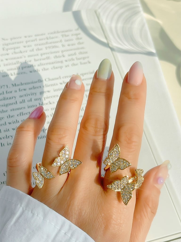 3 Crystal Butterfly ring