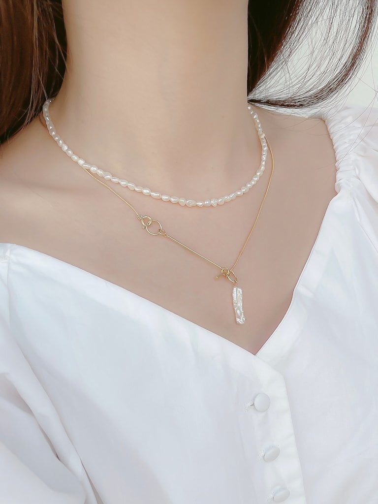 【お得 20%off】Long pearl neck (silver 925)