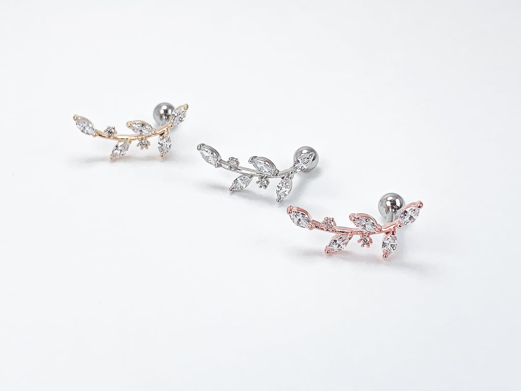 【お得セット】2 Crystal Leaf set (金属アレルギー対応)
