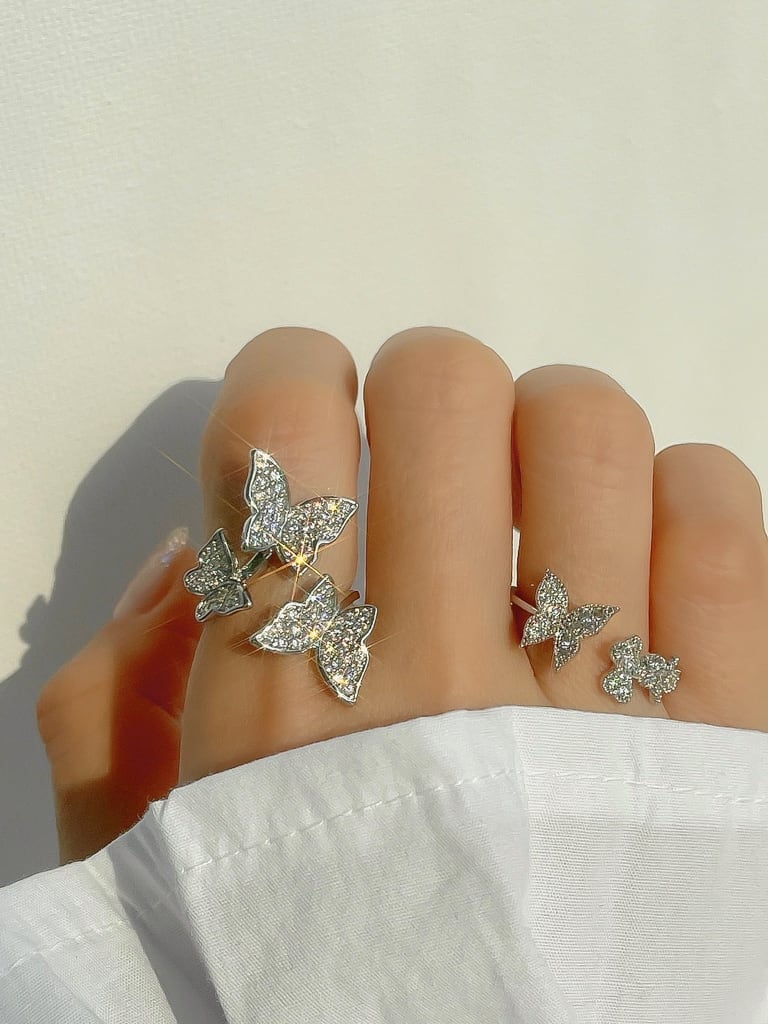 2 Crystal Butterfly ring