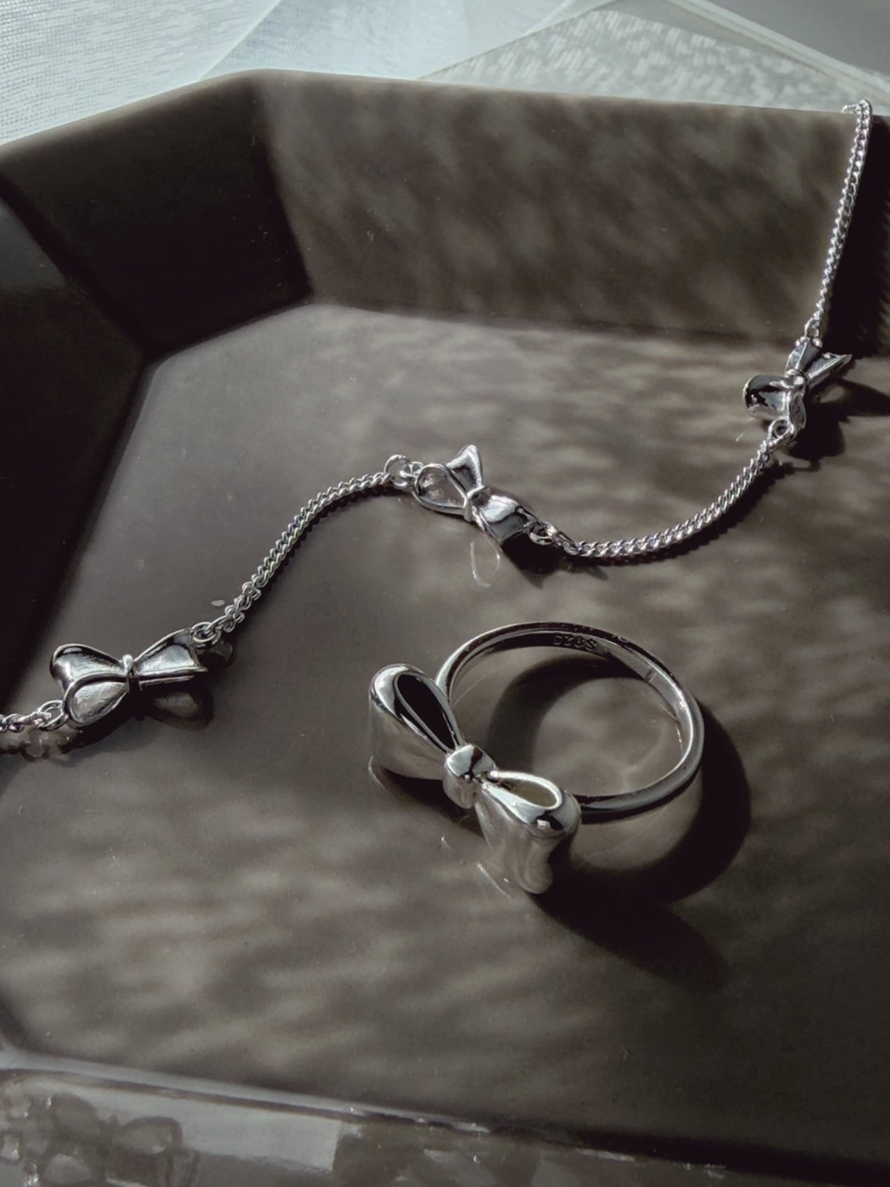 Bow ribbon bracelet（Silver 925）