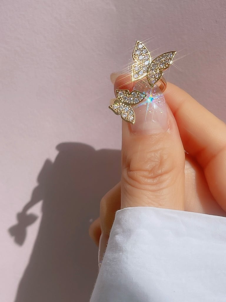 2 Crystal Butterfly ring