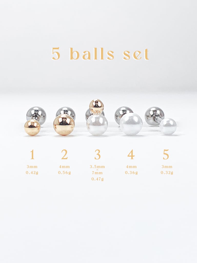 【お得セット】5 balls set (金属アレルギー対応)