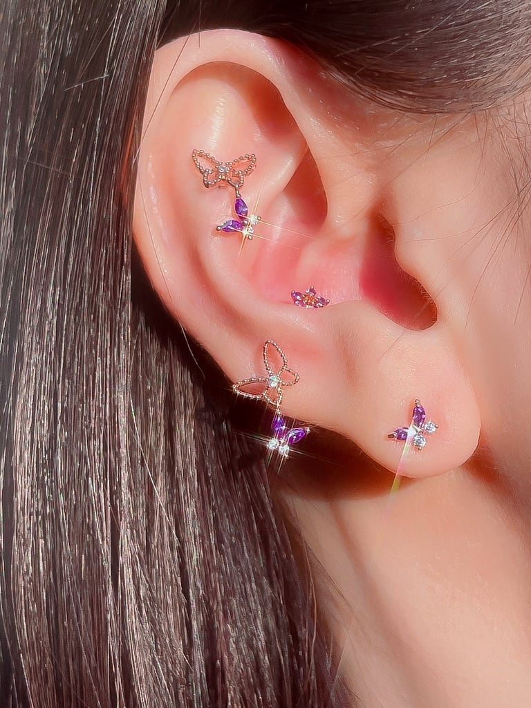 Purple Butterfly 2 set  (金属アレルギー対応)