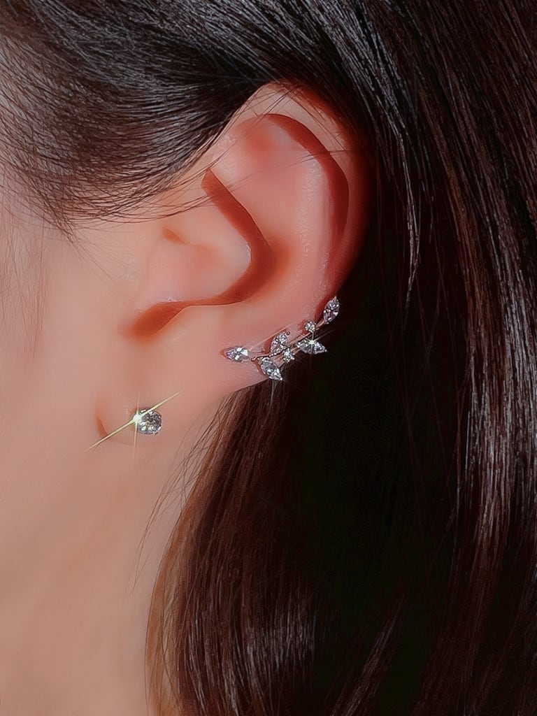 【お得セット】2 Crystal Leaf set (金属アレルギー対応)