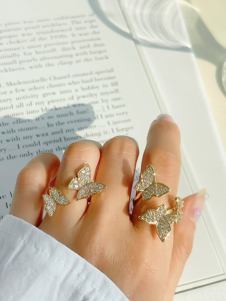 3 Crystal Butterfly ring