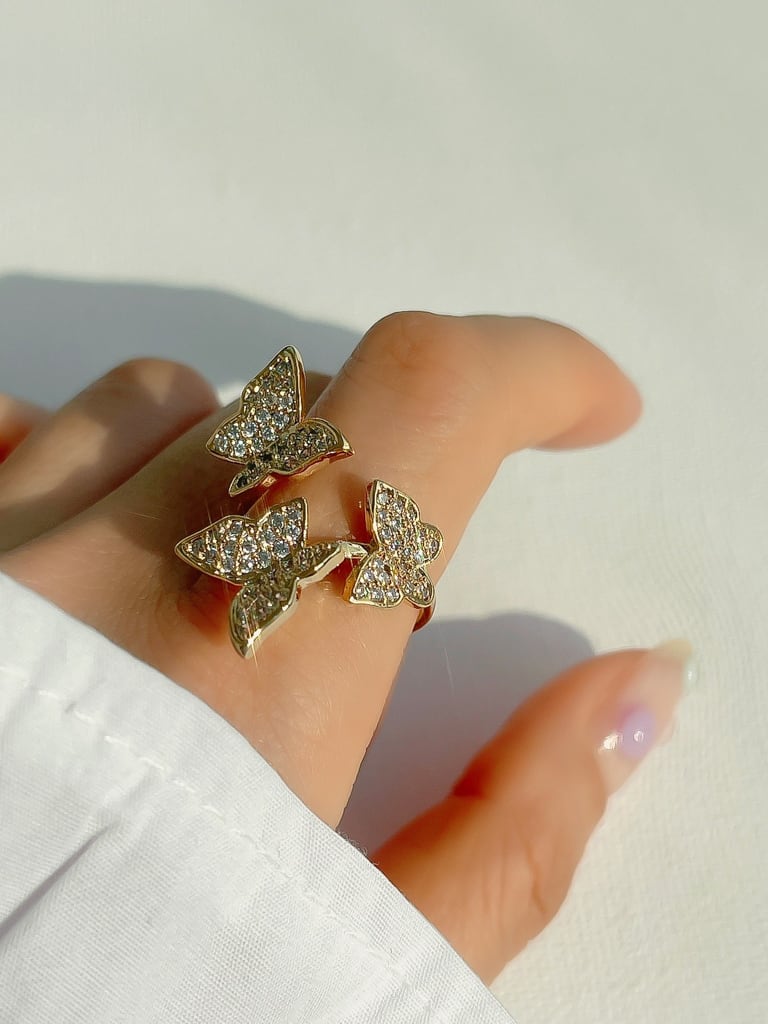3 Crystal Butterfly ring