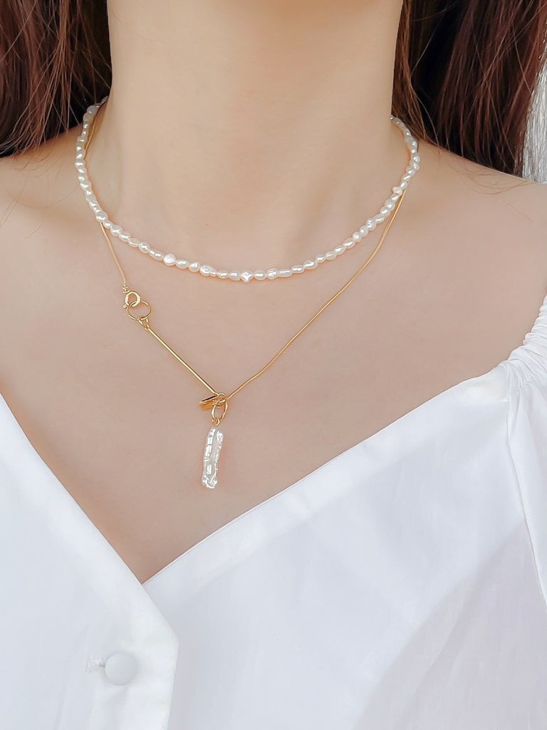 【お得 20%off】Long pearl neck (silver 925)
