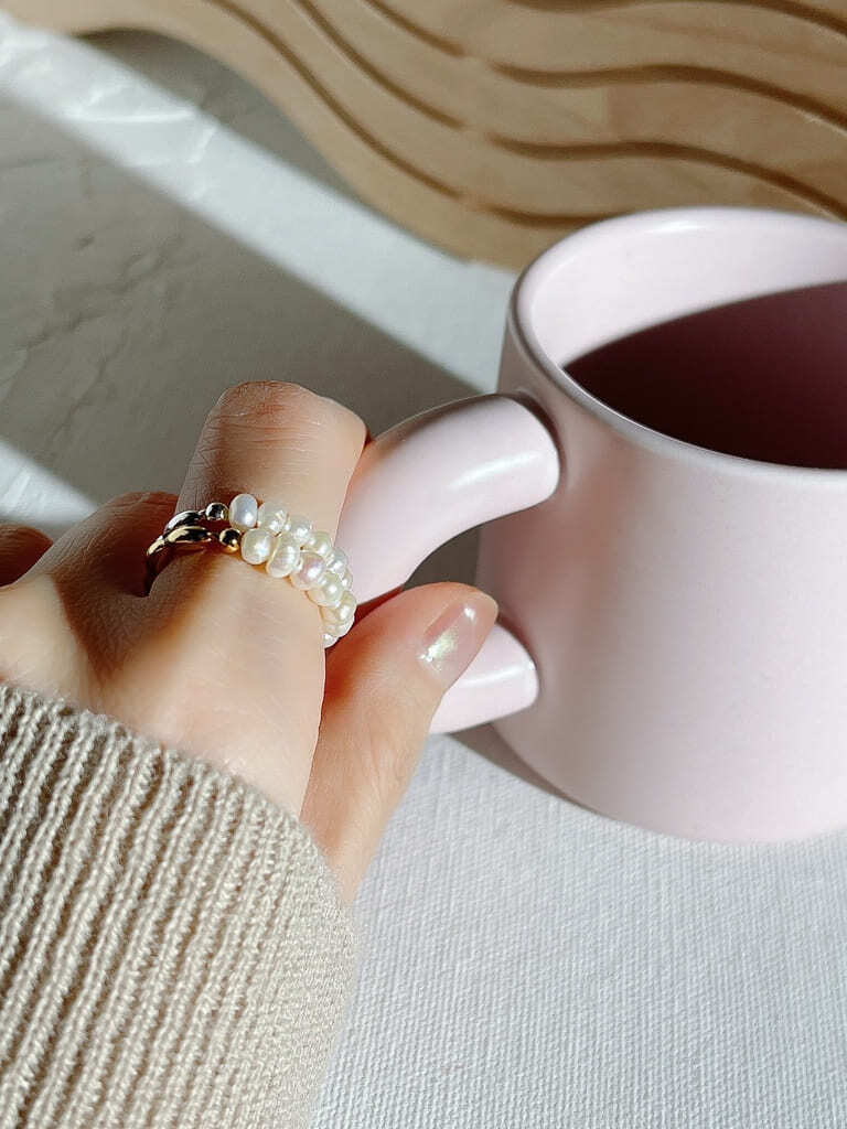 Half F.pearl ring（Silver 925* 淡水真珠)