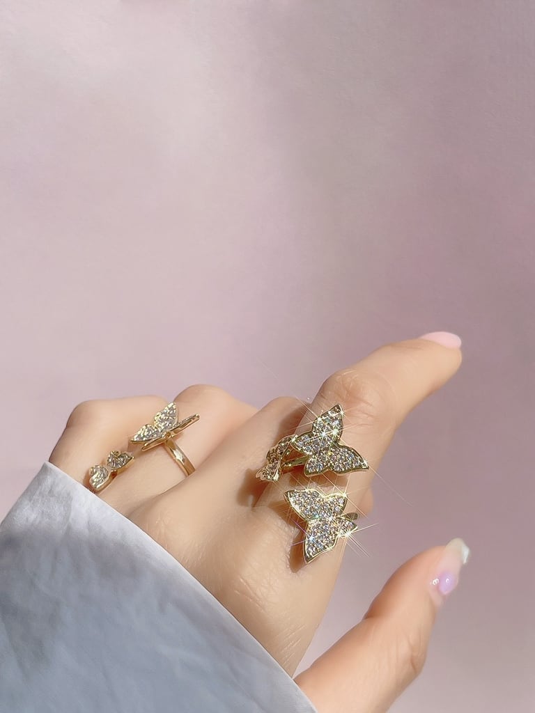 3 Crystal Butterfly ring