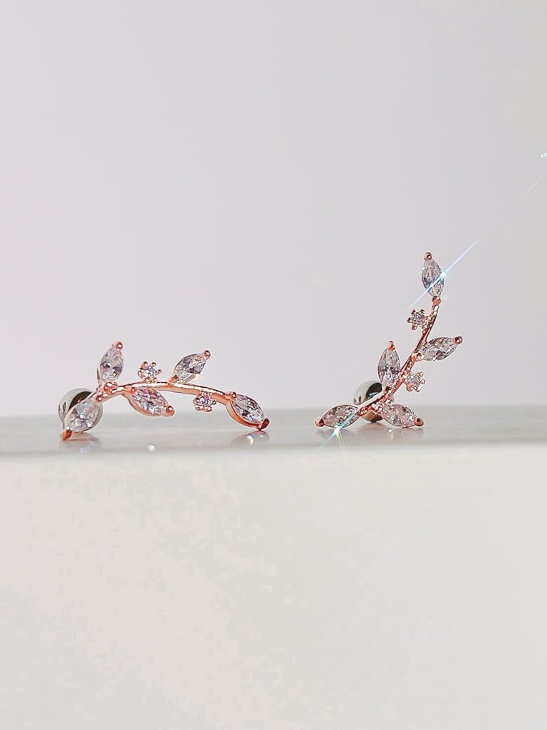 【お得セット】2 Crystal Leaf set (金属アレルギー対応)