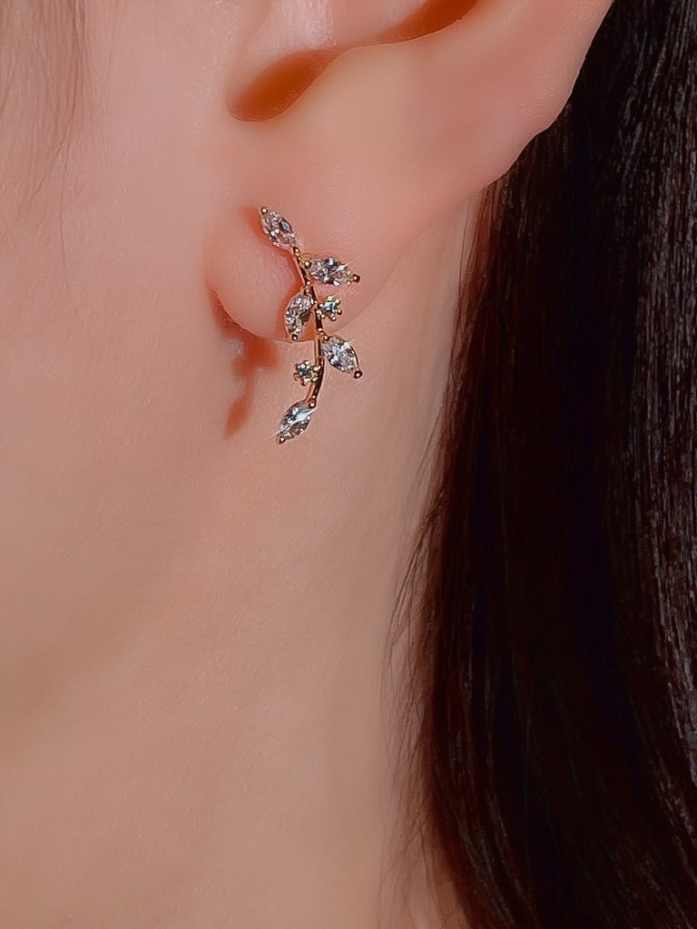 【お得セット】2 Crystal Leaf set (金属アレルギー対応)
