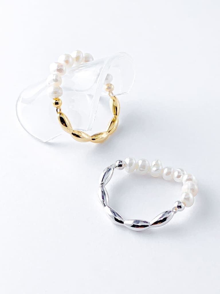 Half F.pearl ring（Silver 925* 淡水真珠)