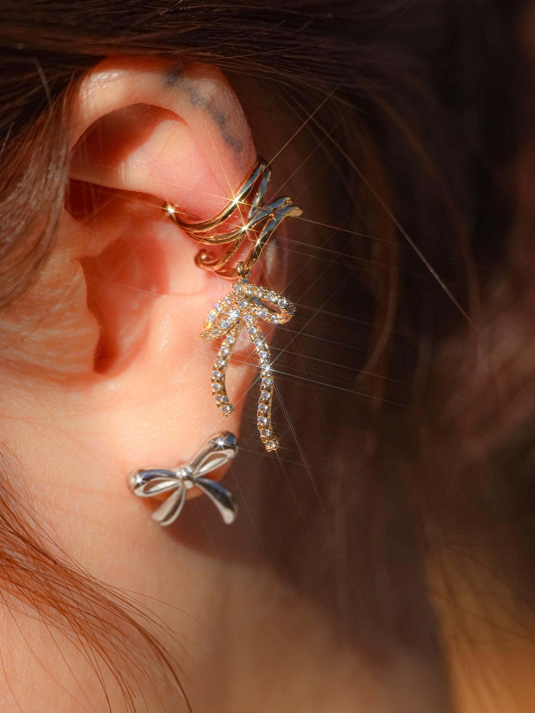 Crystal ribbon cuff(イヤーカフ)