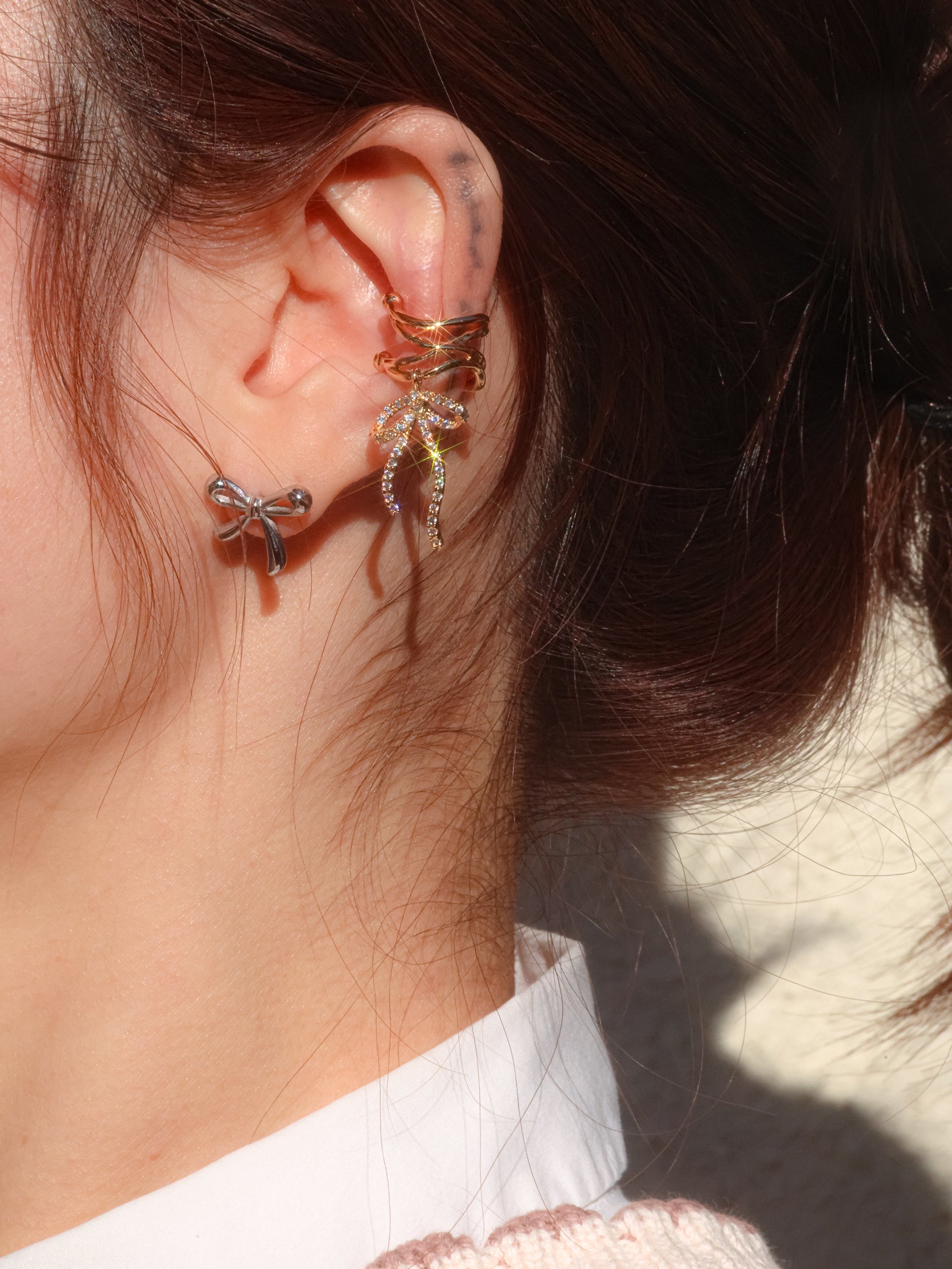 Crystal ribbon cuff(イヤーカフ)