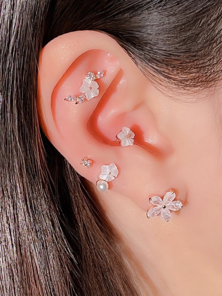 【お得セット】White Flowers 5 set (金属アレルギー対応)