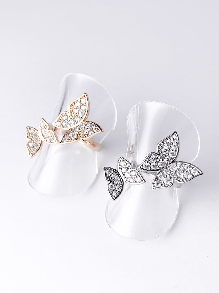 2 Crystal Butterfly ring