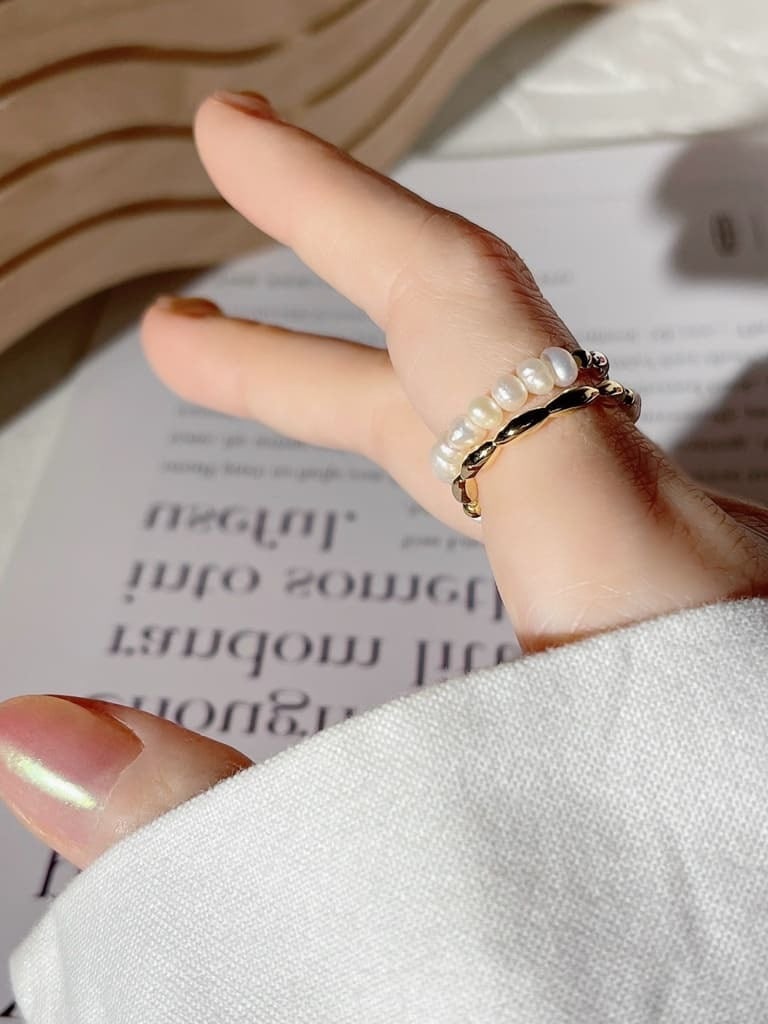 Half F.pearl ring（Silver 925* 淡水真珠)