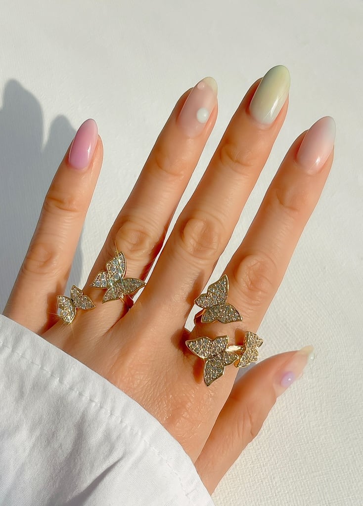 2 Crystal Butterfly ring