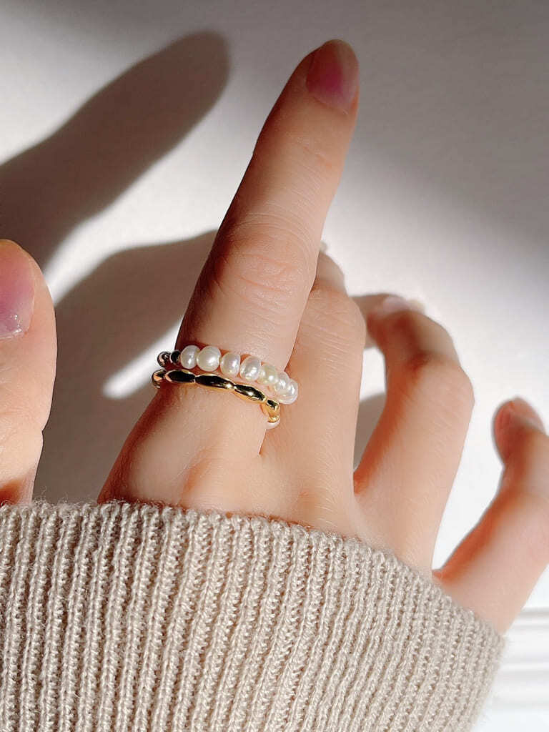 Half F.pearl ring（Silver 925* 淡水真珠)