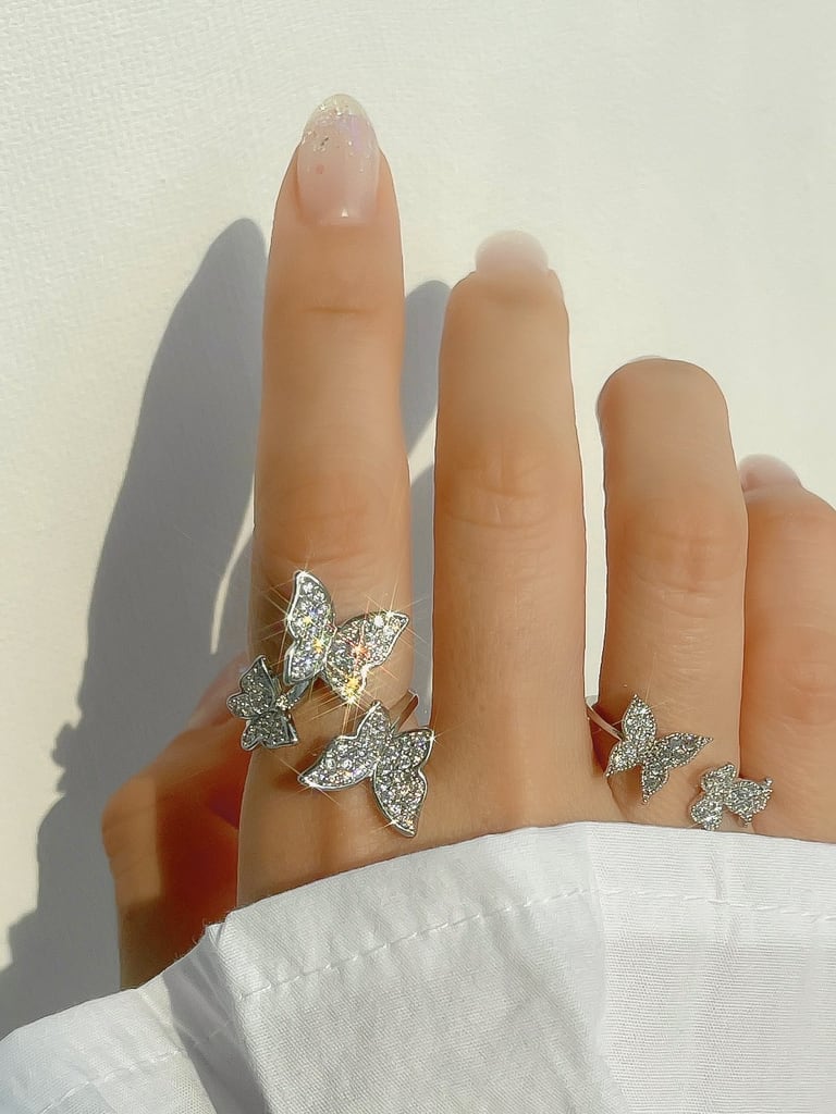 3 Crystal Butterfly ring