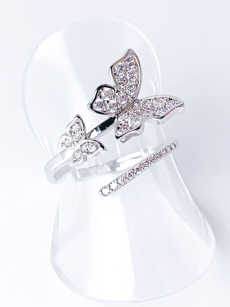 2 Crystal Butterfly line ring (s)
