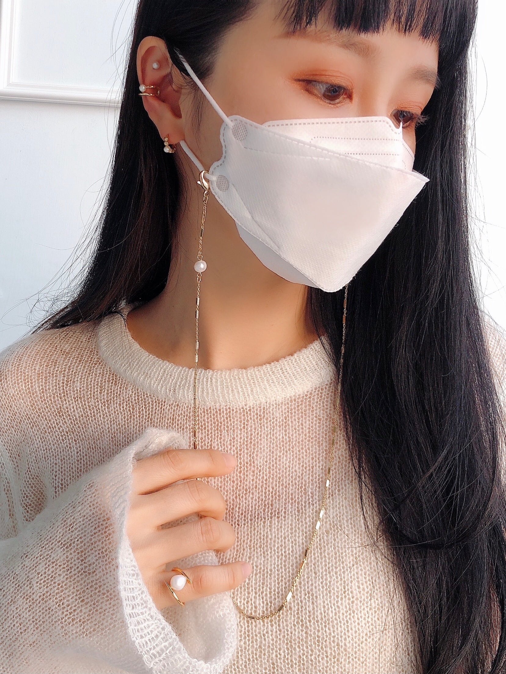 【マスクチェーン】Modern chain & pearl