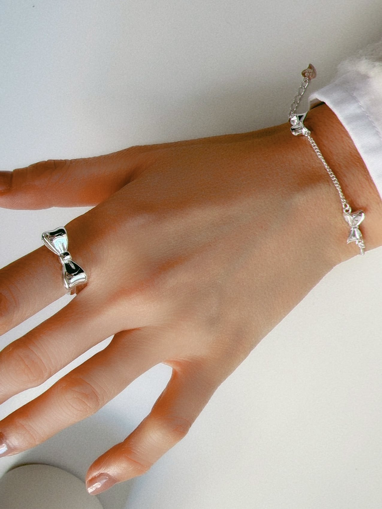Bow ribbon bracelet（Silver 925）