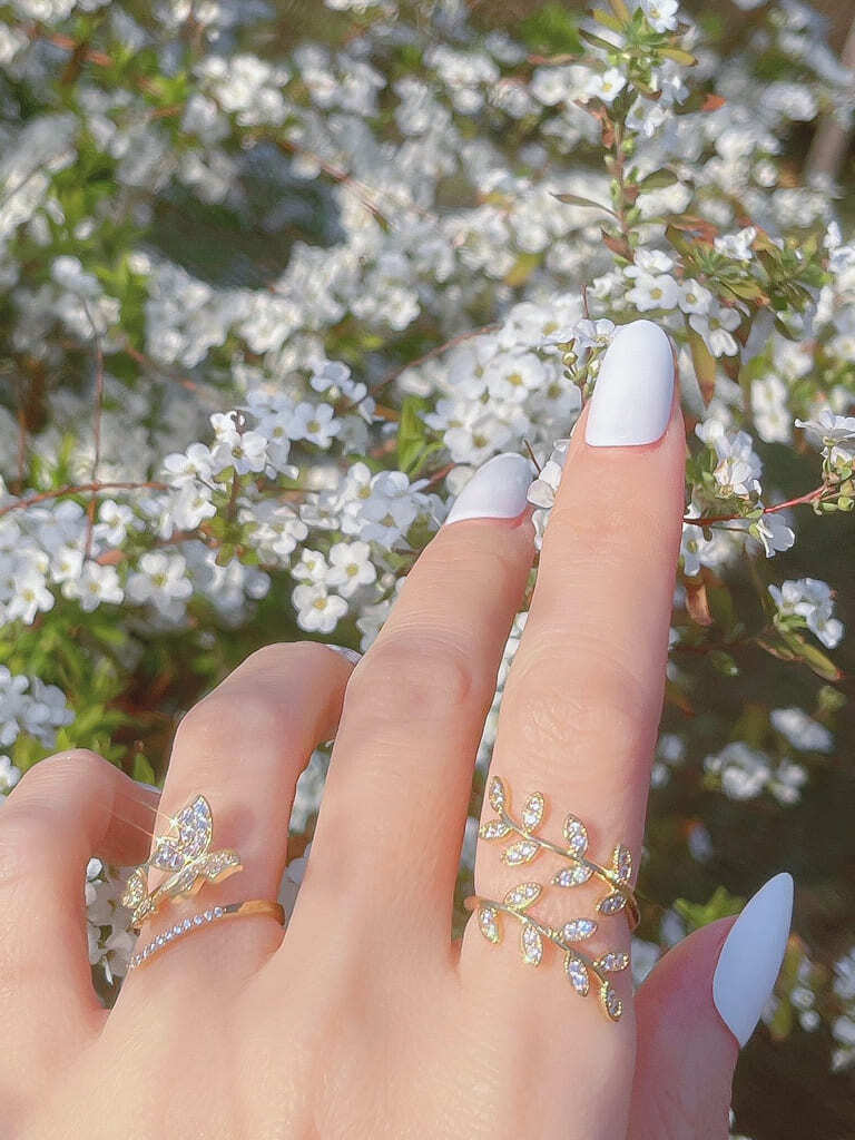 2 Crystal Butterfly line ring (s)
