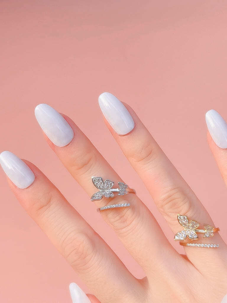 2 Crystal Butterfly line ring (s)
