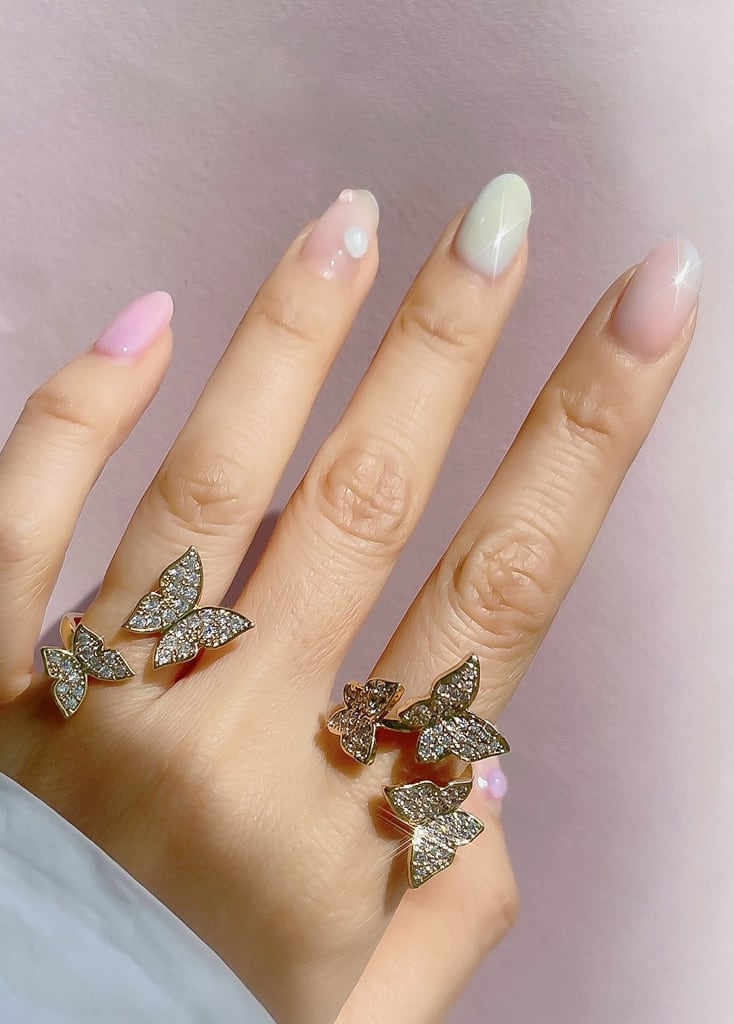 3 Crystal Butterfly ring