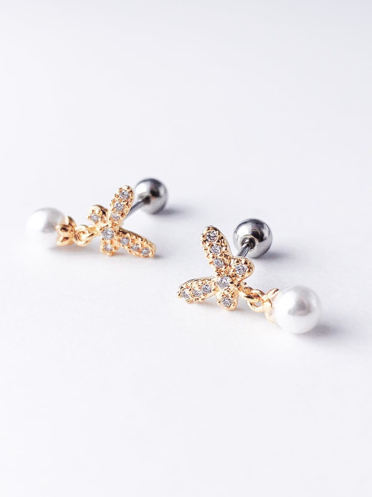 Crystal Butterfly Pearl (金属アレルギー対応)