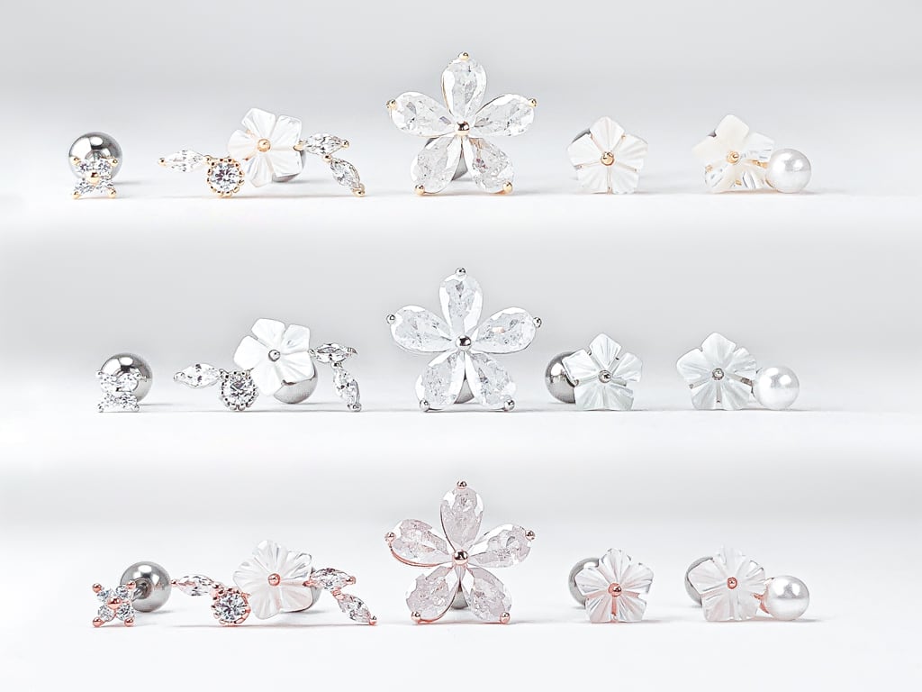 【お得セット】White Flowers 5 set (金属アレルギー対応)