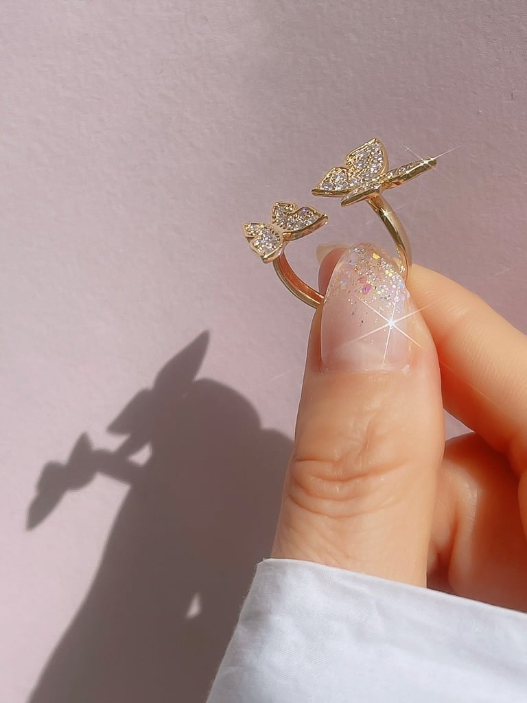 2 Crystal Butterfly ring