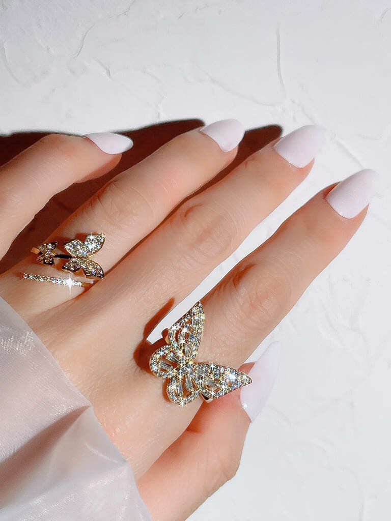 Crystal Butterfly Ring(M size）