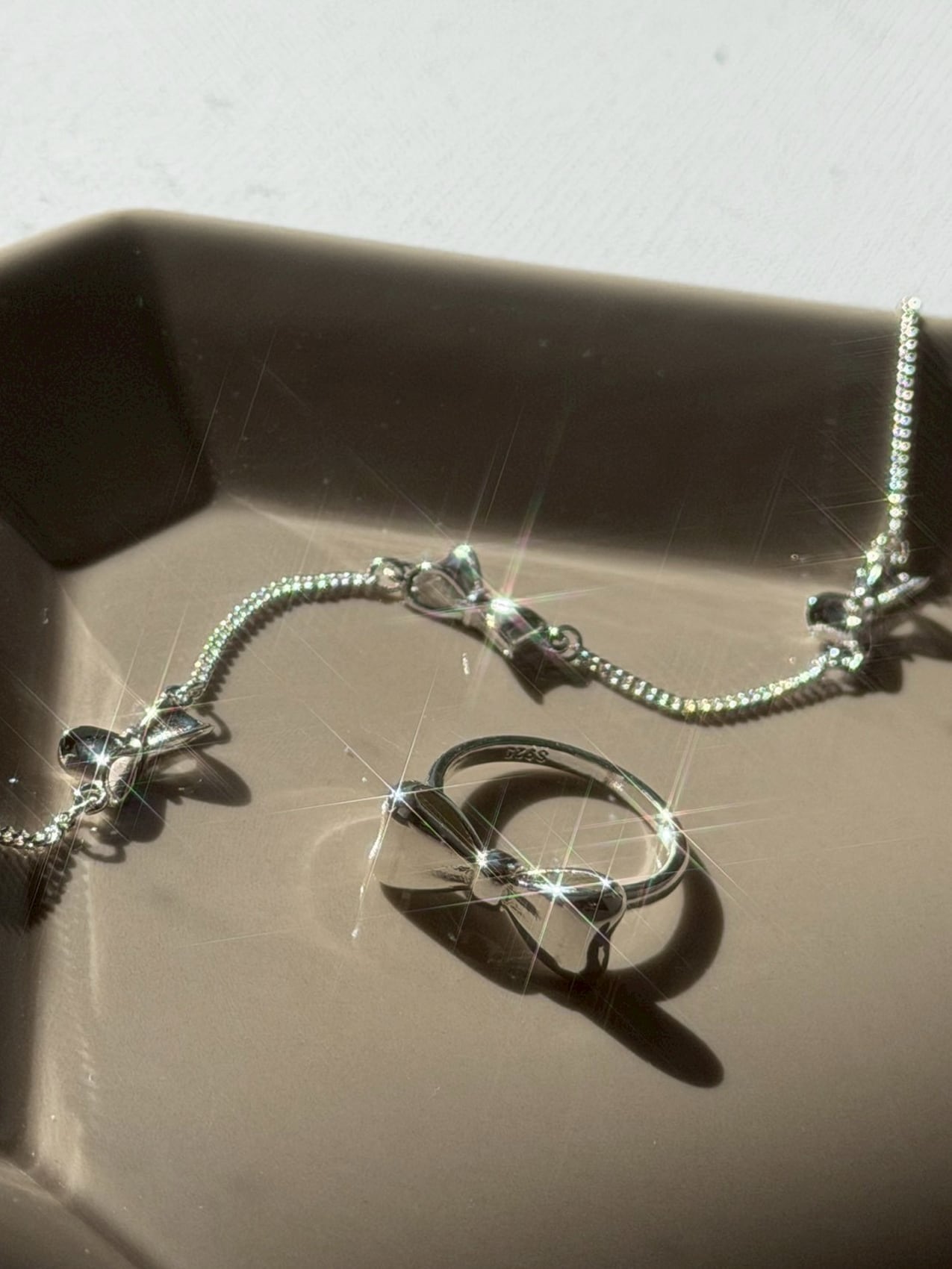 Bow ribbon bracelet（Silver 925）