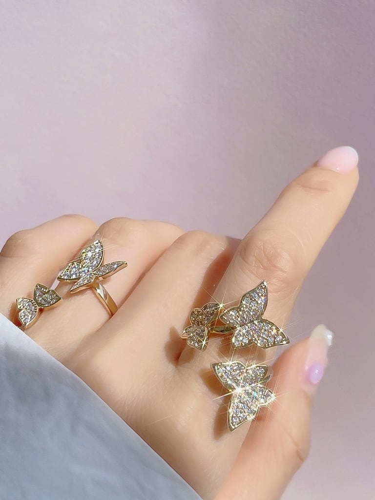 2 Crystal Butterfly ring