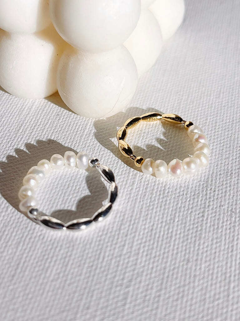 Half F.pearl ring（Silver 925* 淡水真珠)