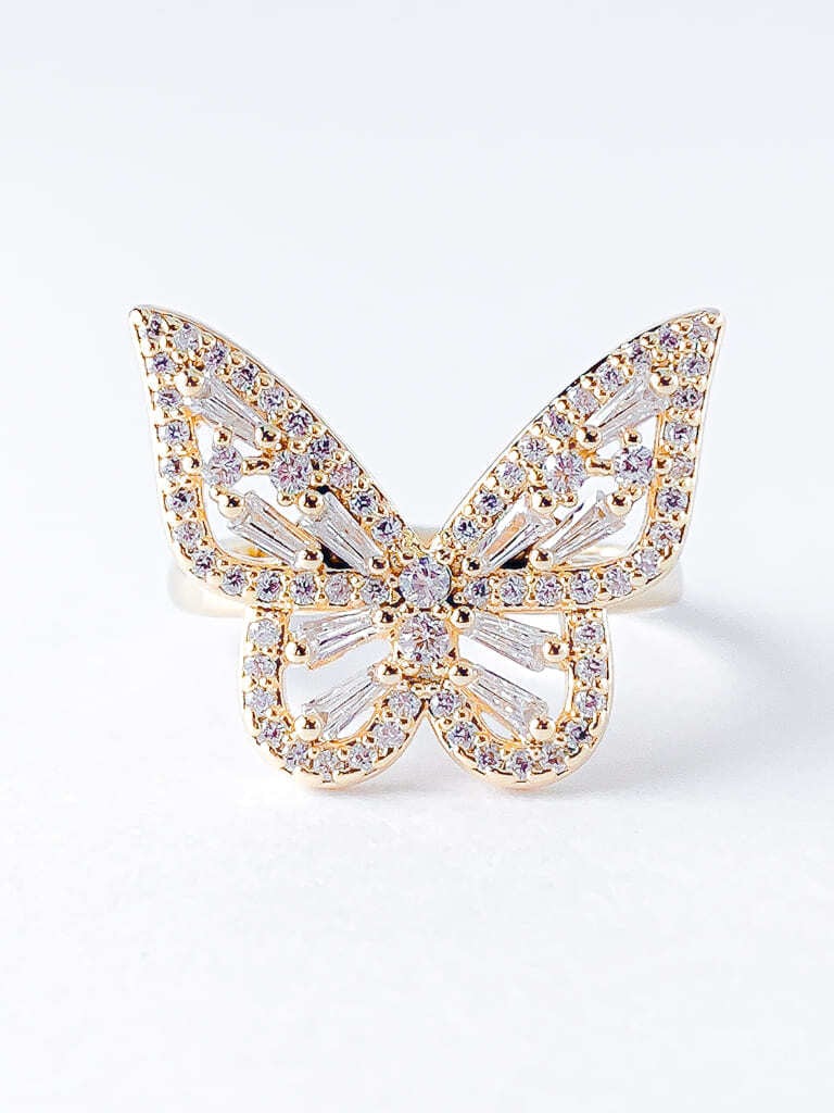 Crystal Butterfly Ring(M size）
