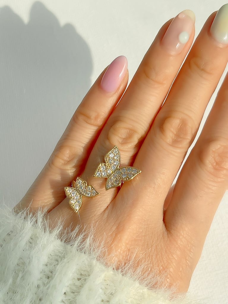 2 Crystal Butterfly ring