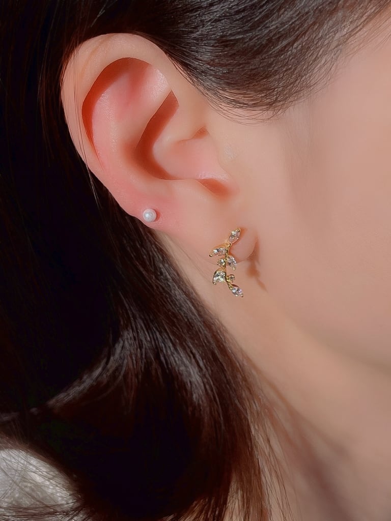 【お得セット】2 Crystal Leaf set (金属アレルギー対応)