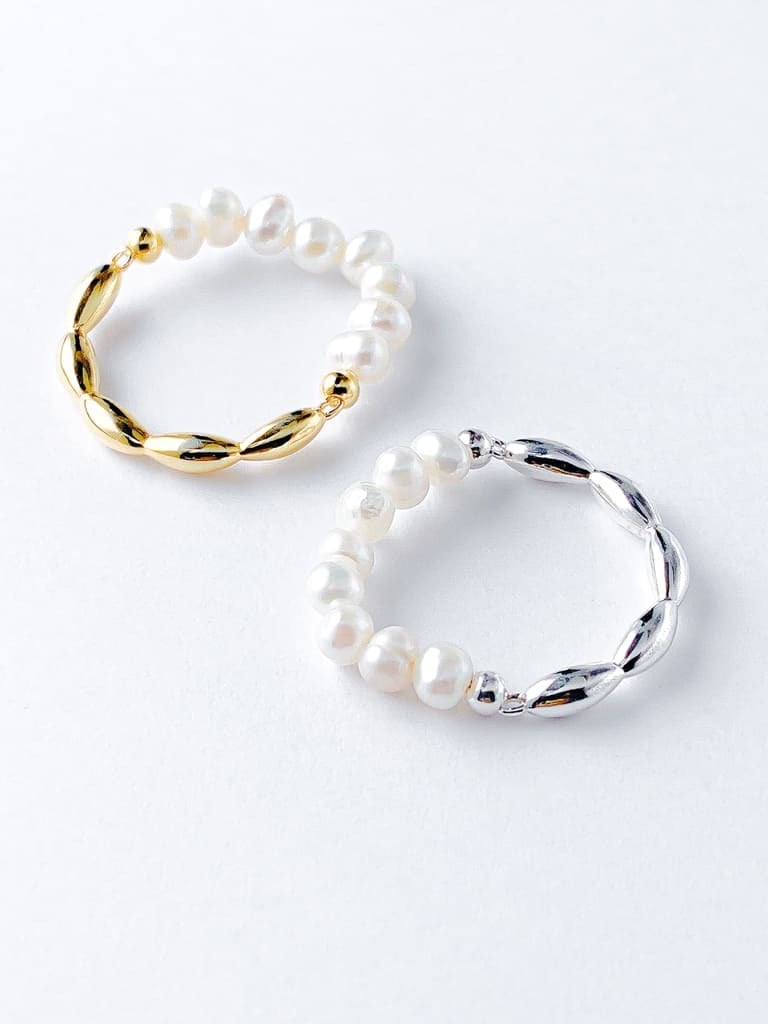 Half F.pearl ring（Silver 925* 淡水真珠)