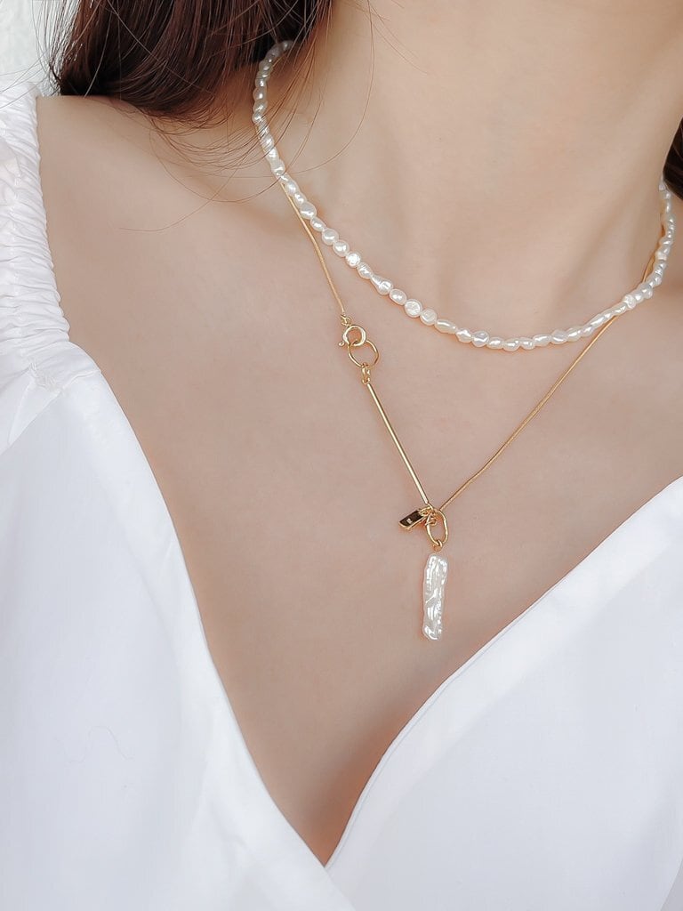 【お得 20%off】Long pearl neck (silver 925)