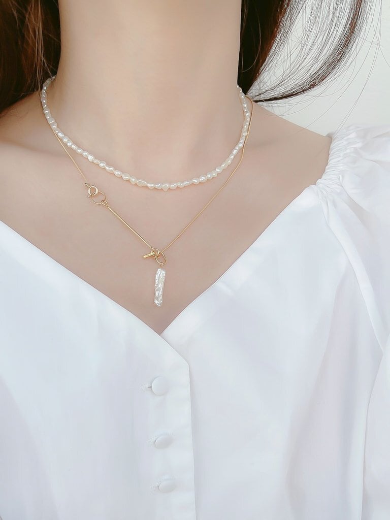【お得 20%off】Long pearl neck (silver 925)