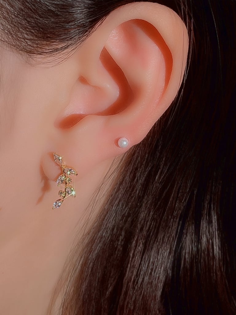 【お得セット】2 Crystal Leaf set (金属アレルギー対応)