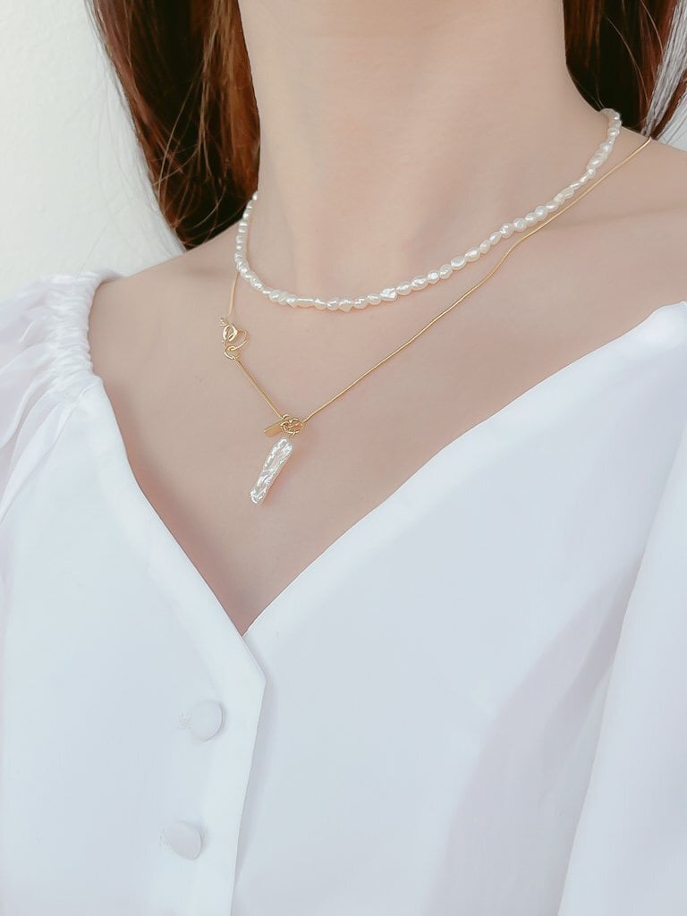 【お得 20%off】Long pearl neck (silver 925)
