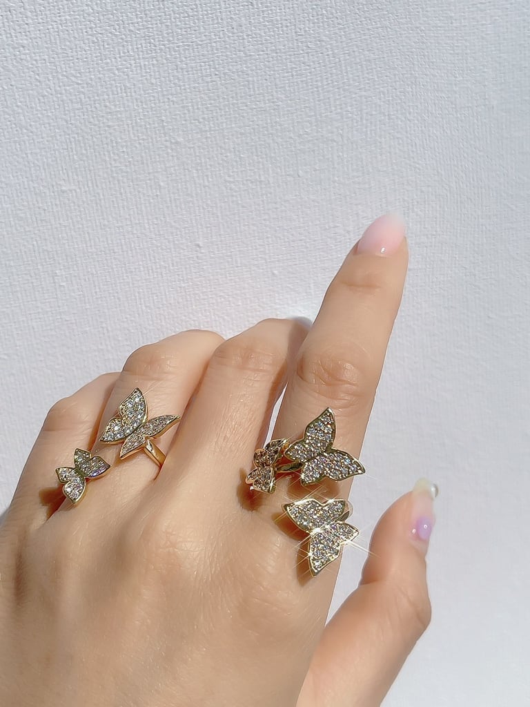 3 Crystal Butterfly ring