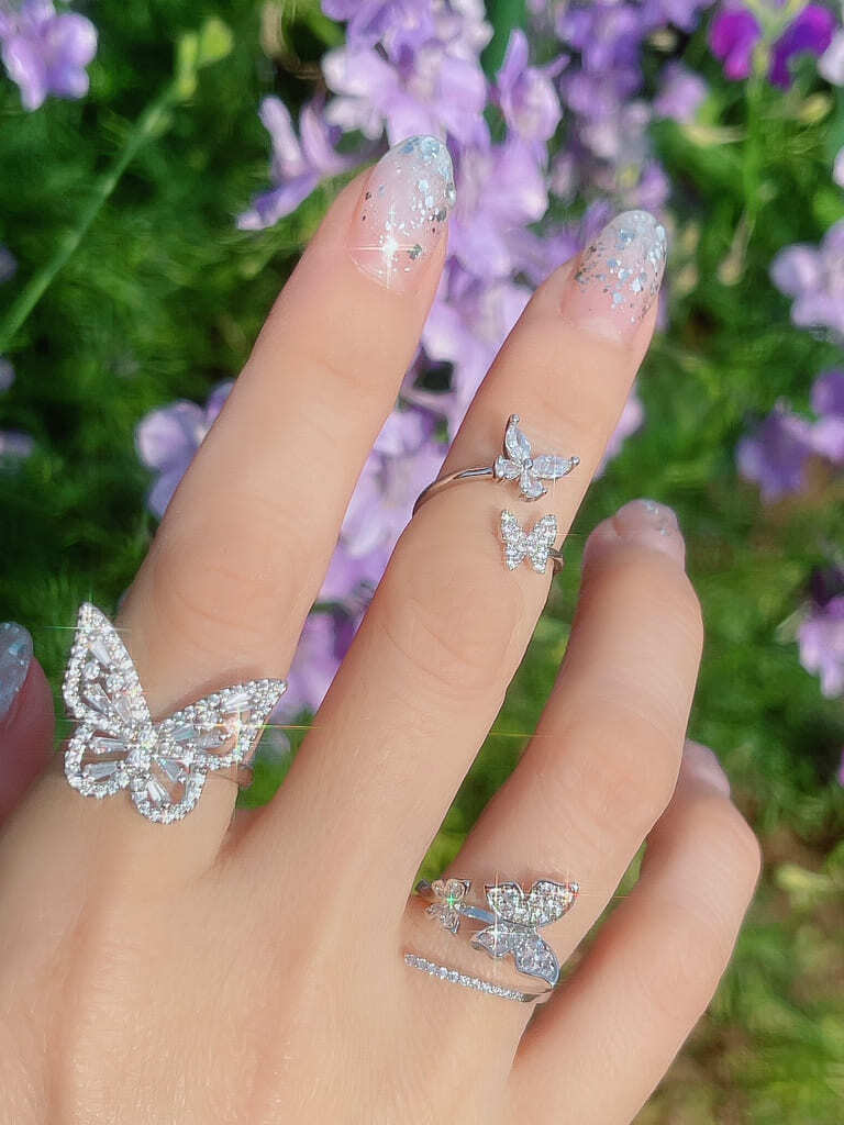Crystal Butterfly Ring(M size）