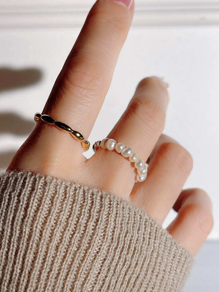 Half F.pearl ring（Silver 925* 淡水真珠)